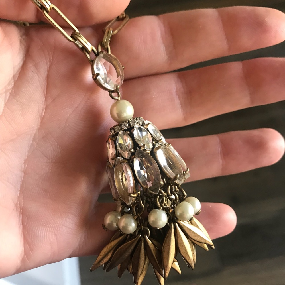 J crew crystal pearls and gold necklace!